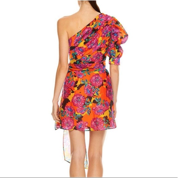 NWT Print Hit Dress Asym metrical Collar Puff Half - Picture 3 of 7